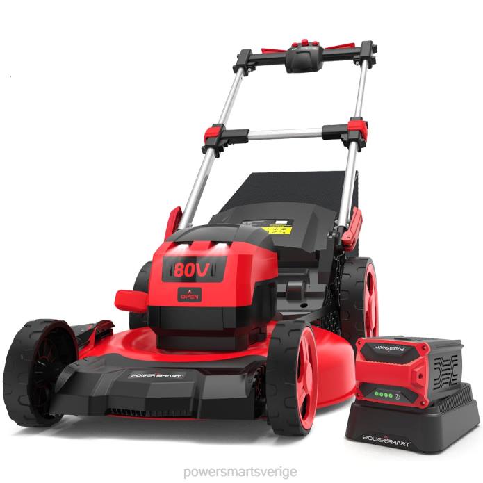 PowerSmart 80v 22" borstlös sladdlös självgående gräsklippare röd ps76822srb DD6V37 gräsklippare