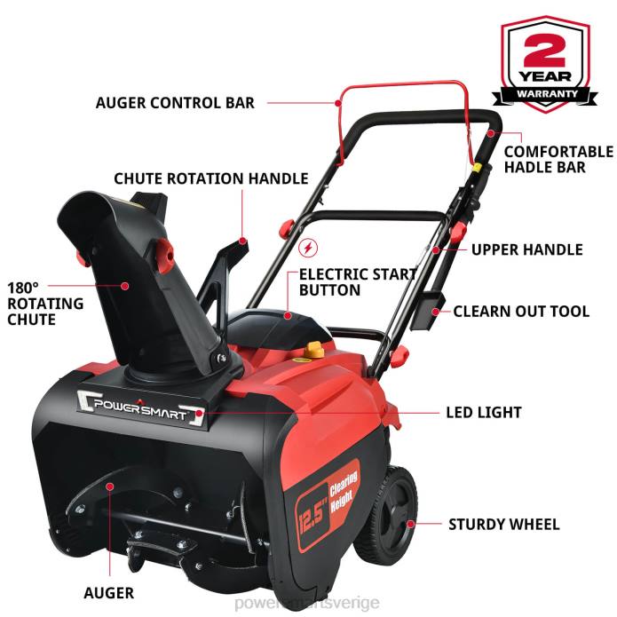 PowerSmart 21\" 212cc enstegs gassnöslunga med elstart med led ljus pss1210led DD6V4 snöslungor