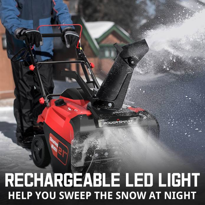 PowerSmart 21\" 212cc enstegs gassnöslunga med elstart med led ljus pss1210led DD6V4 snöslungor