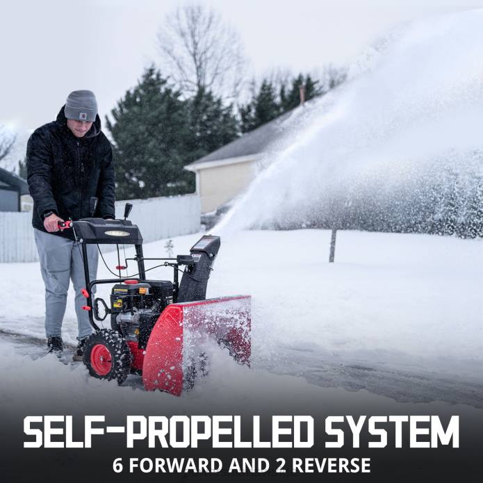 PowerSmart 24\" 212cc tvåstegs gassnöslunga med elstart db7109a DD6V1 snöslungor