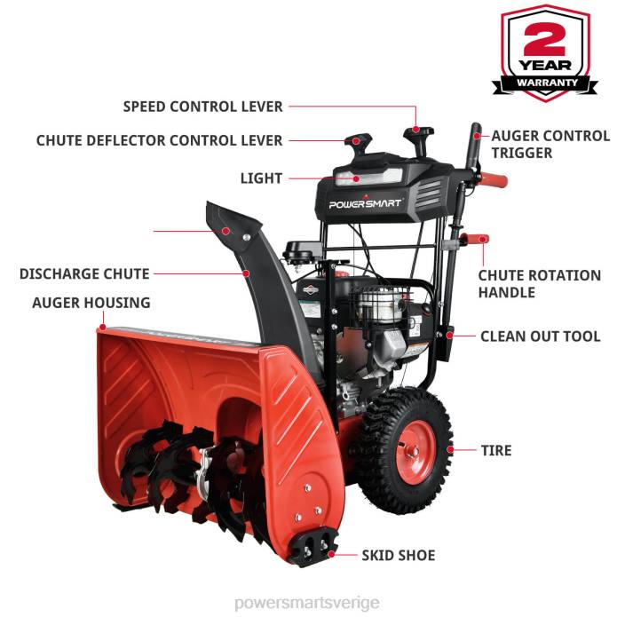 PowerSmart (pro)24\" 208cc tvåstegs gassnöslunga med b&s motor hb7109a DD6V5 snöslungor