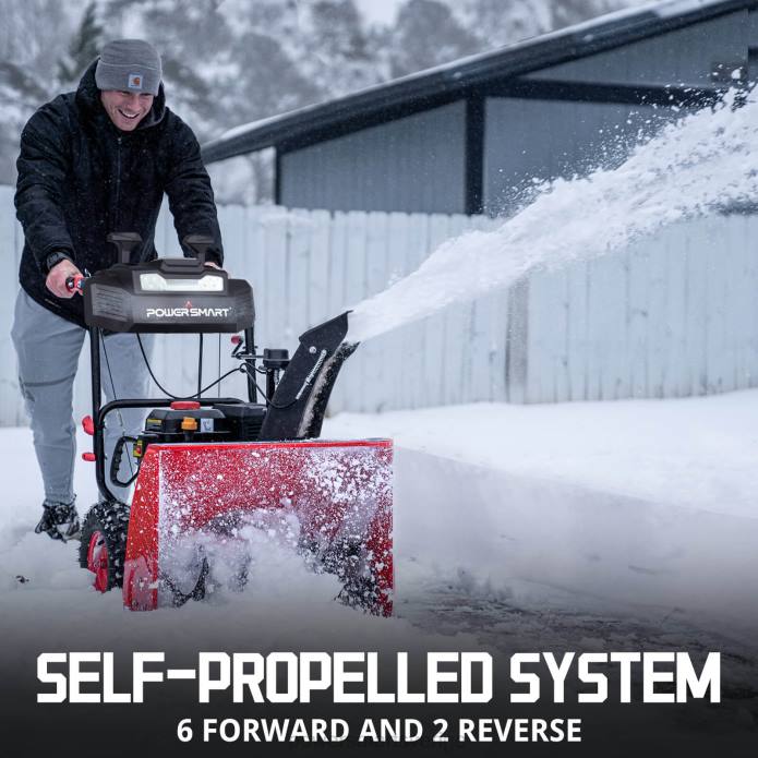 PowerSmart (pro)24\" 208cc tvåstegs gassnöslunga med b&s motor hb7109a DD6V5 snöslungor