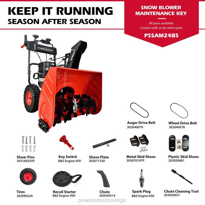 PowerSmart (pro)24\" 208cc tvåstegs gassnöslunga med b&s motor hb7109a DD6V5 snöslungor