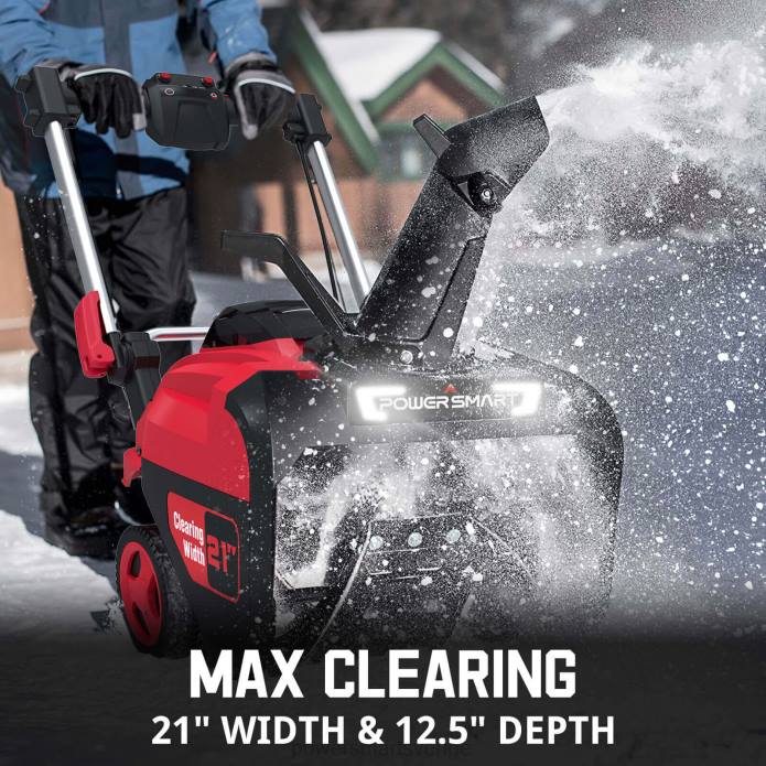 PowerSmart 80v 21\" enstegs sladdlös snöslunga med 2 batterier db2801rb+db2108 DD6V16 snöslungor