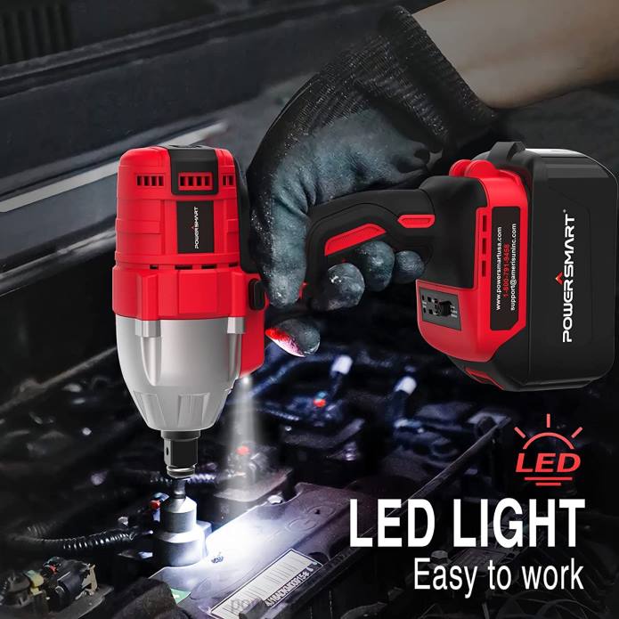 PowerSmart 20V borstlös sladdlös slagnyckel med batteri, laddare och strömbitar/muttrar/uttag DD6V64 verktyg