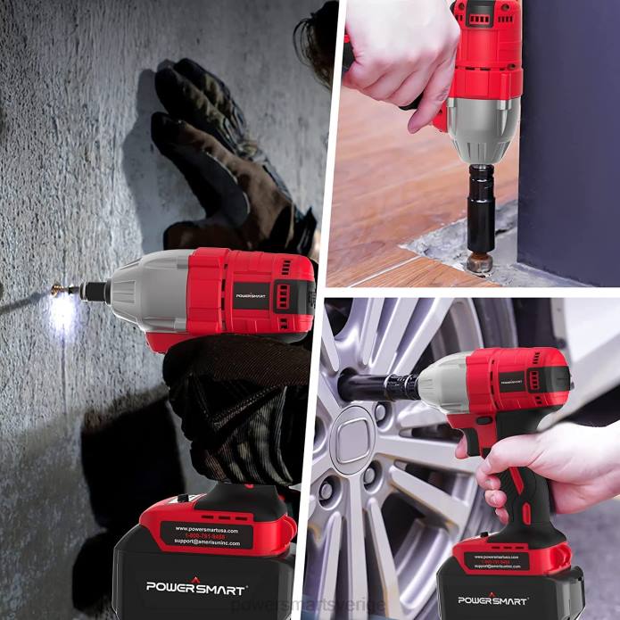 PowerSmart 20V borstlös sladdlös slagnyckel med batteri, laddare och strömbitar/muttrar/uttag DD6V64 verktyg