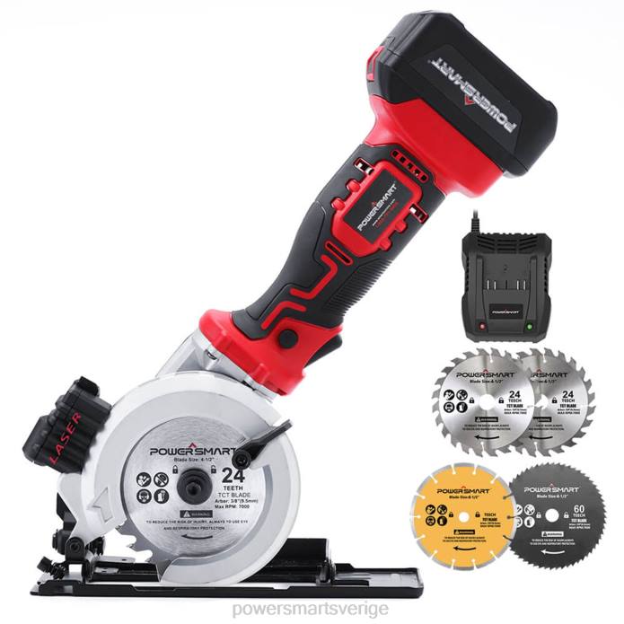 PowerSmart 20V minicirkelsåg sladdlös med 4,0ah batteri och laddare ps76138a DD6V65 verktyg