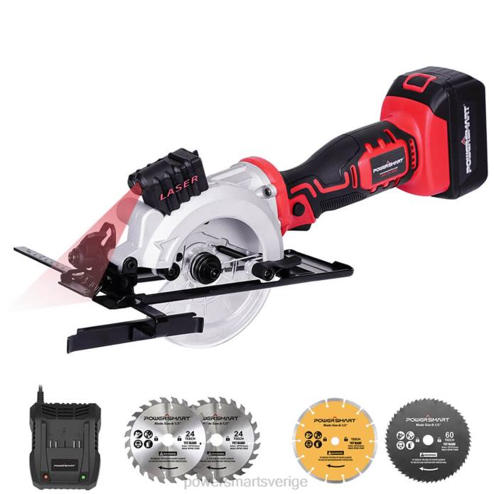 PowerSmart 20V minicirkelsåg sladdlös med 4,0ah batteri och laddare ps76138a DD6V65 verktyg
