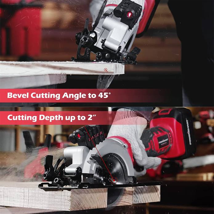 PowerSmart 20V minicirkelsåg sladdlös med 4,0ah batteri och laddare ps76138a DD6V65 verktyg