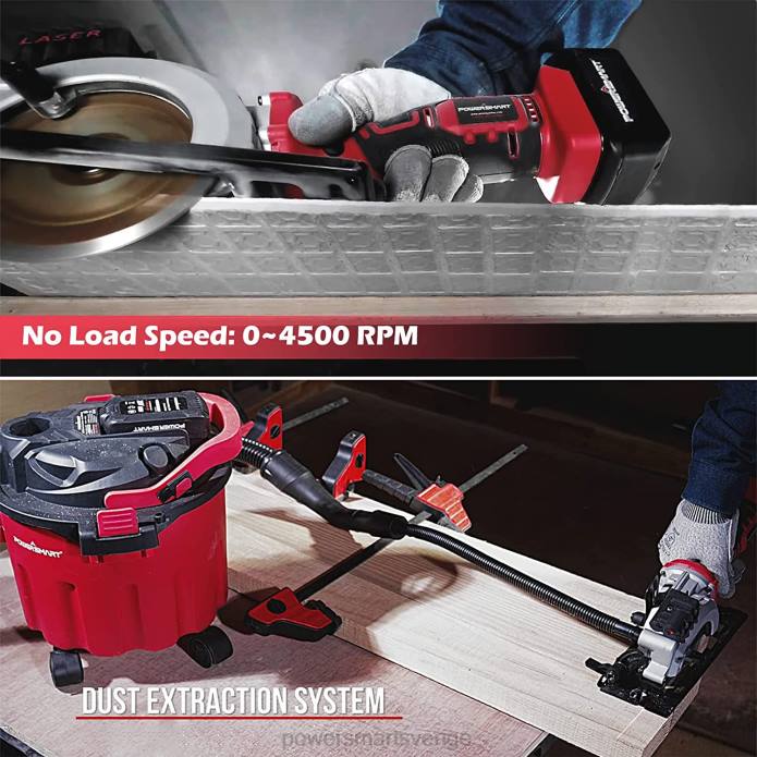 PowerSmart 20V minicirkelsåg sladdlös med 4,0ah batteri och laddare ps76138a DD6V65 verktyg