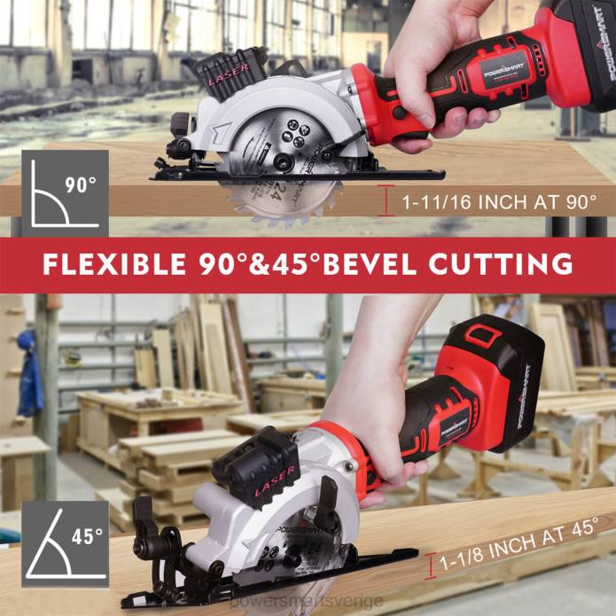 PowerSmart 20V minicirkelsåg sladdlös med 4,0ah batteri och laddare ps76138a DD6V65 verktyg