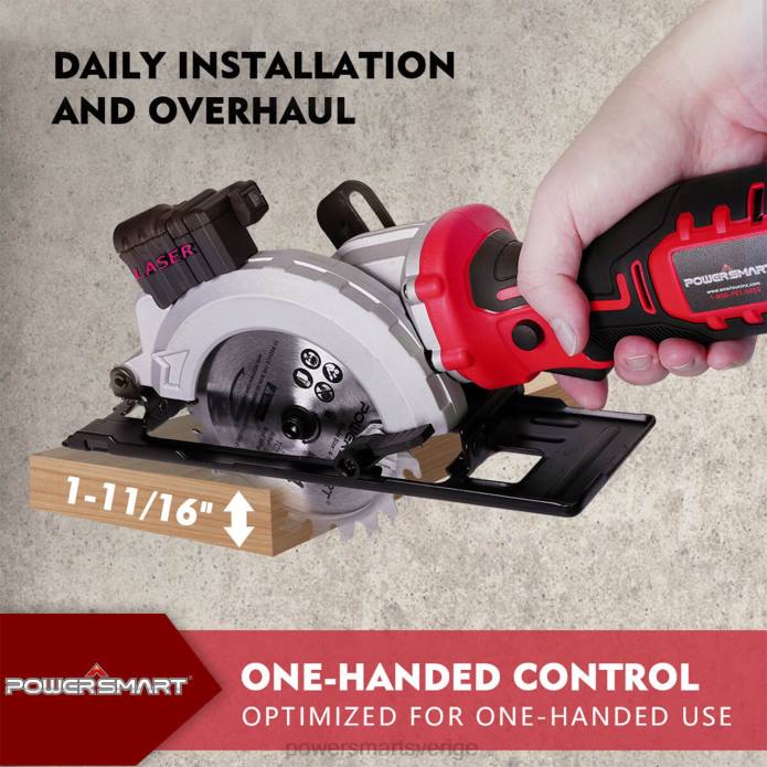 PowerSmart 20V minicirkelsåg sladdlös med 4,0ah batteri och laddare ps76138a DD6V65 verktyg