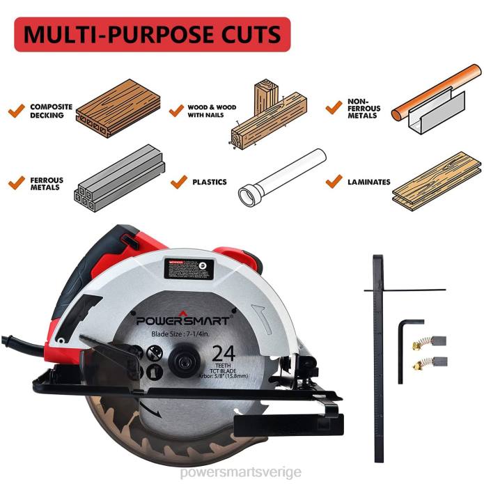 PowerSmart cirkelsåg 7-1/4-tums 14amp 5500rpm integrerad dammblåsare ps4015 DD6V67 verktyg