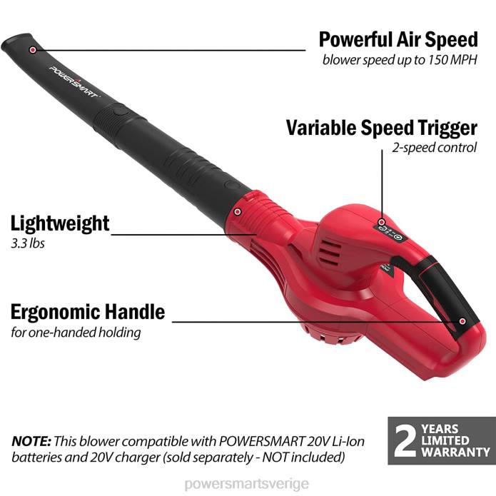 PowerSmart 20V sladdlöst lövblåsverktyg endast ps76102 DD6V61 verktyg