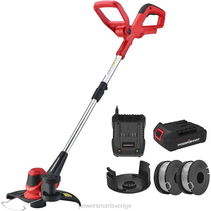 PowerSmart 20v 10" sladdlös strängtrimmer med batteri och laddare ps76110av2 DD6V49 verktyg