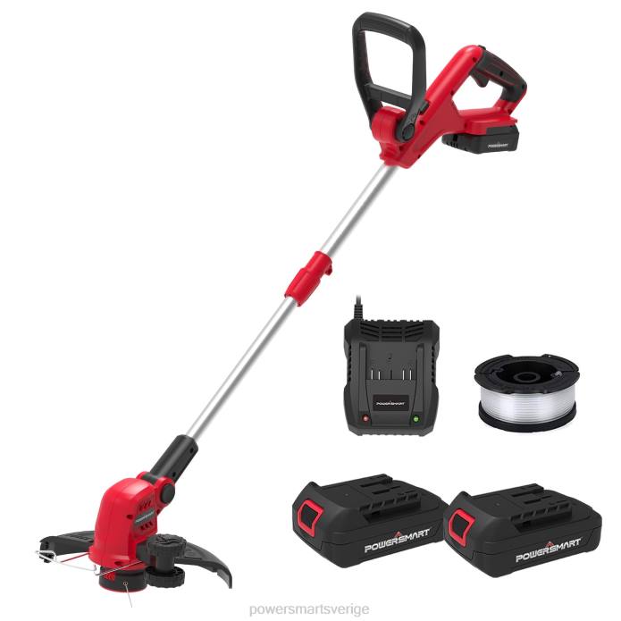 PowerSmart 20v 10" sladdlös strängtrimmer med två batterier och laddare ps76112a-2b DD6V48 verktyg