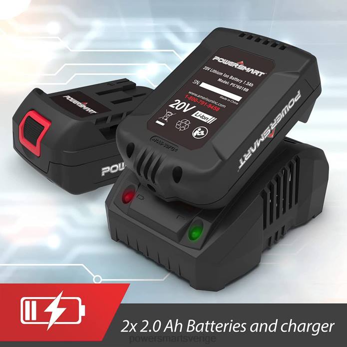 PowerSmart 20v 120cfm sladdlös lövblås med två batterier och laddare ps76101a-2b DD6V52 verktyg