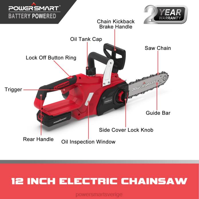 PowerSmart 20v 12\" batterimotorsåg med 1,5ah batteri & laddare ps76122a DD6V50 verktyg