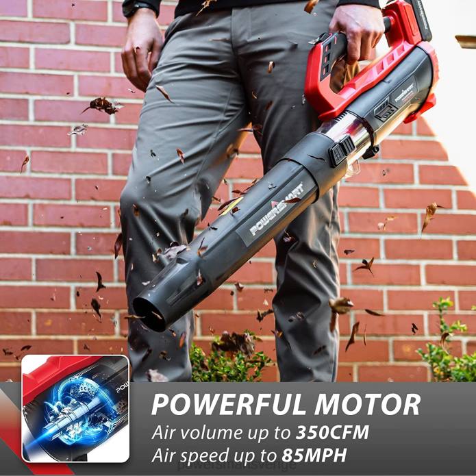 PowerSmart 20v 350 cfm sladdlös lövblås med två batterier och laddare ps76154a DD6V53 verktyg
