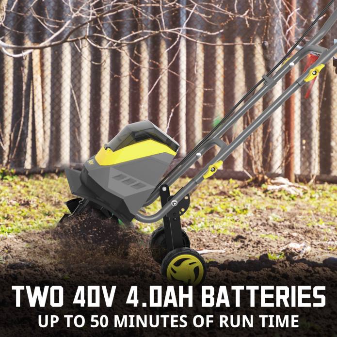 PowerSmart 40v 12\" sladdlös trädgårdskultivator med två 4,0 ah batterier och laddare ps76221a DD6V59 verktyg