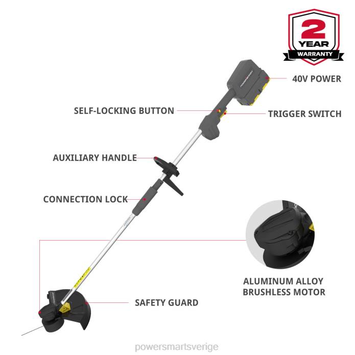 PowerSmart 40v 13\" sladdlös röjsax med batteri och laddare db2501 DD6V55 verktyg