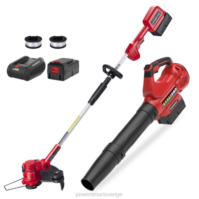 PowerSmart 40v strängtrimmer & kantklippare + 40v lövblåsar kombisats med 4.0ah batteri ps76500c DD6V43 verktyg